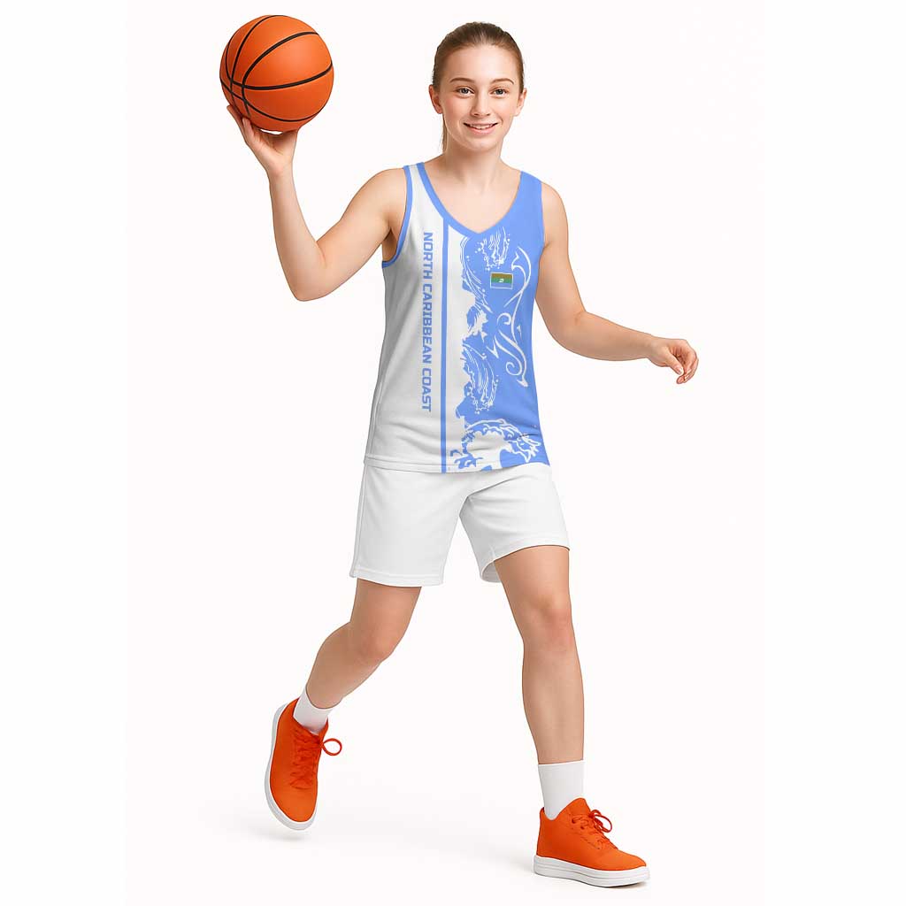 Nicaragua North Caribbean Coast Basketball Jersey with Ocean Wave Pattern and Dance with the Waves - Wonder Print Shop