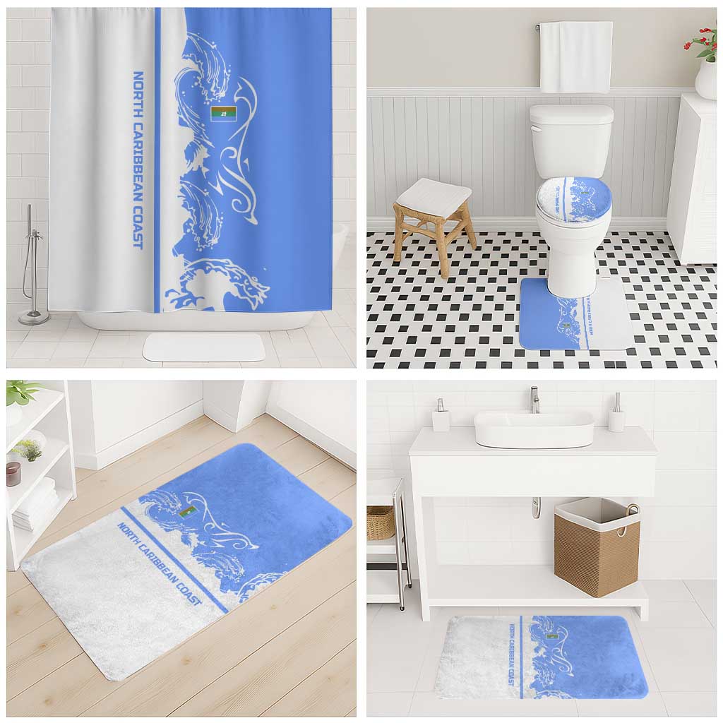 Nicaragua North Caribbean Coast Bathroom Set with Ocean Wave Pattern and Dance with the Waves - Wonder Print Shop