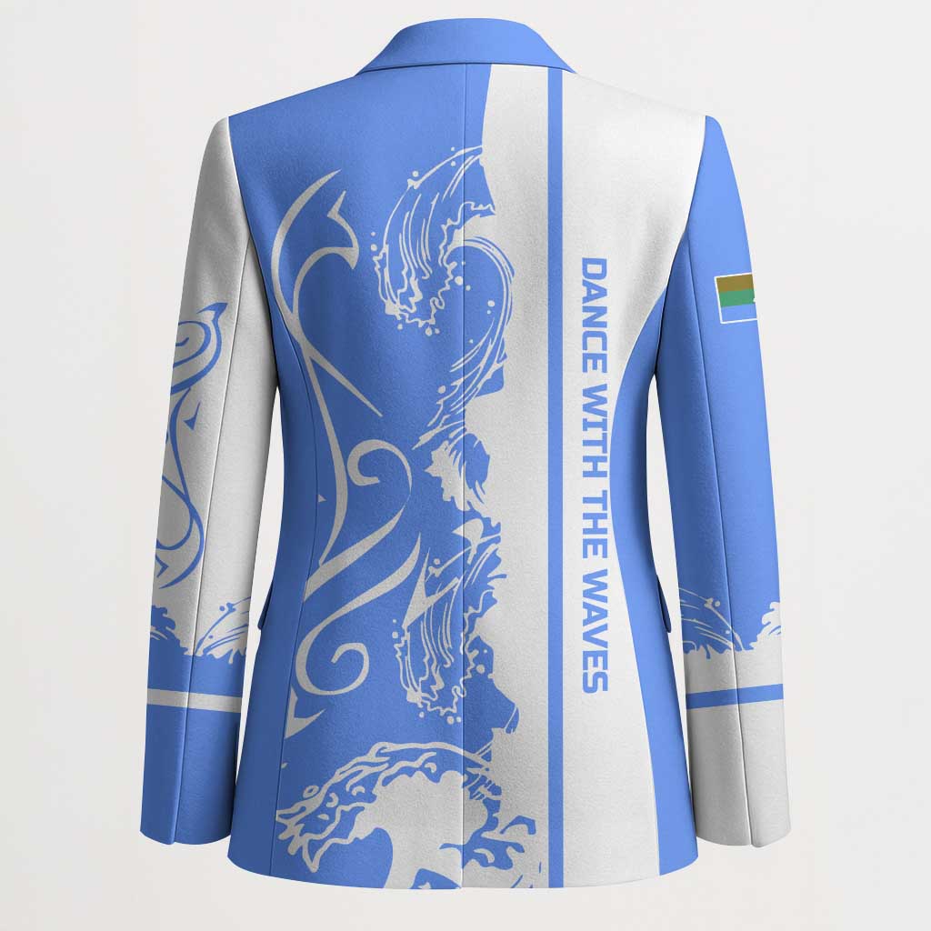 Nicaragua North Caribbean Coast Blazer with Ocean Wave Pattern and Dance with the Waves - Wonder Print Shop