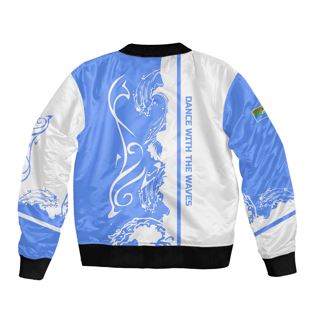 Nicaragua North Caribbean Coast Bomber Jacket with Ocean Wave Pattern and Dance with the Waves - Wonder Print Shop