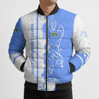 Nicaragua North Caribbean Coast Bomber Puffer Jacket with Ocean Wave Pattern and Dance with the Waves - Wonder Print Shop