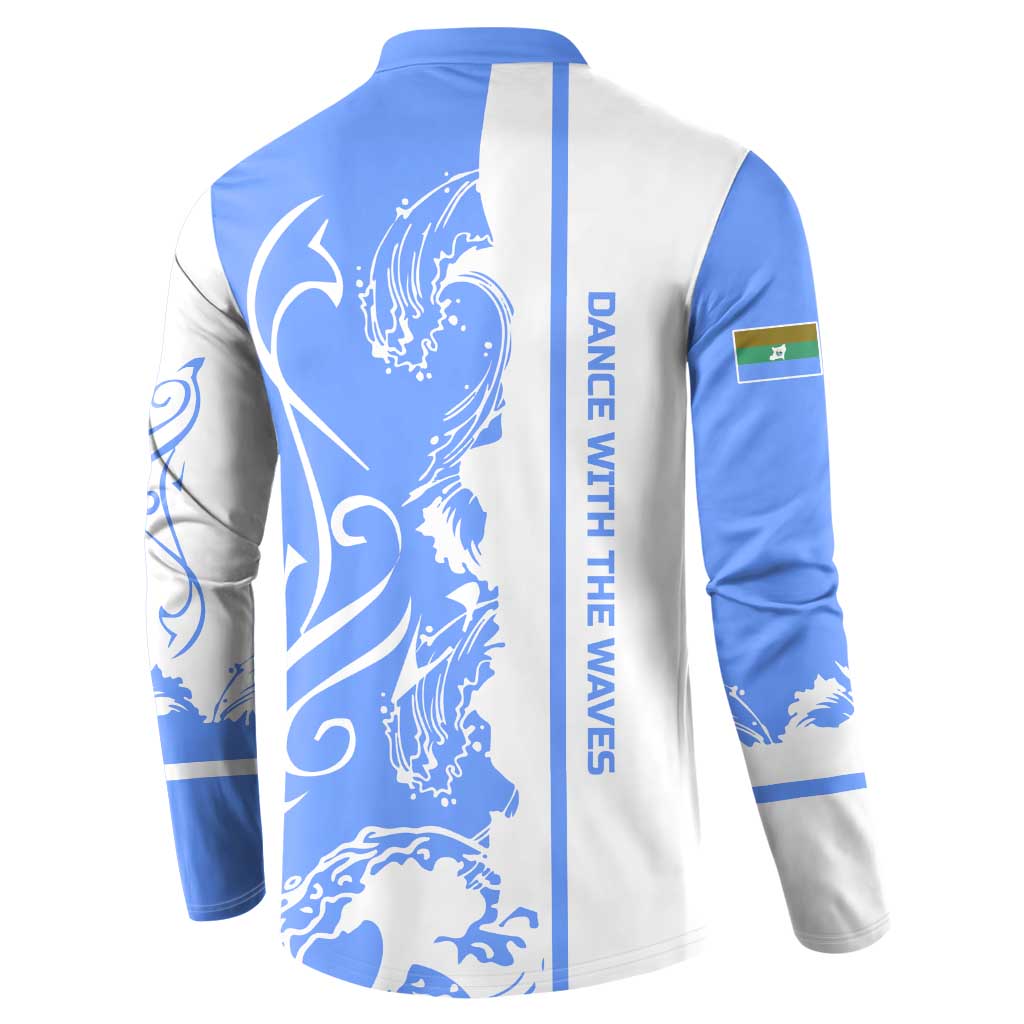 Nicaragua North Caribbean Coast Button Sweatshirt with Ocean Wave Pattern and Dance with the Waves - Wonder Print Shop