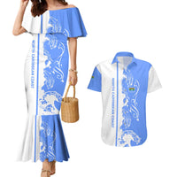 Nicaragua North Caribbean Coast Couples Matching Mermaid Dress and Hawaiian Shirt with Ocean Wave Pattern and Dance with the Waves - Wonder Print Shop