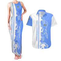 Nicaragua North Caribbean Coast Couples Matching Tank Maxi Dress and Hawaiian Shirt with Ocean Wave Pattern and Dance with the Waves - Wonder Print Shop