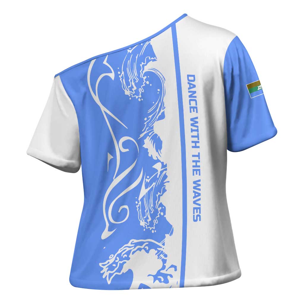 Nicaragua North Caribbean Coast Cross Shoulder Shirt with Ocean Wave Pattern and Dance with the Waves - Wonder Print Shop