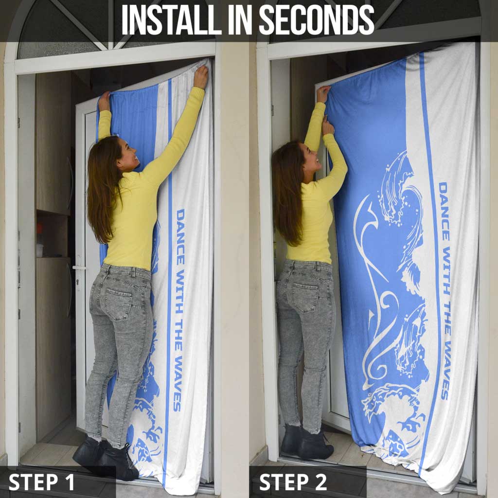 Nicaragua North Caribbean Coast Door Cover with Ocean Wave Pattern and Dance with the Waves - Wonder Print Shop