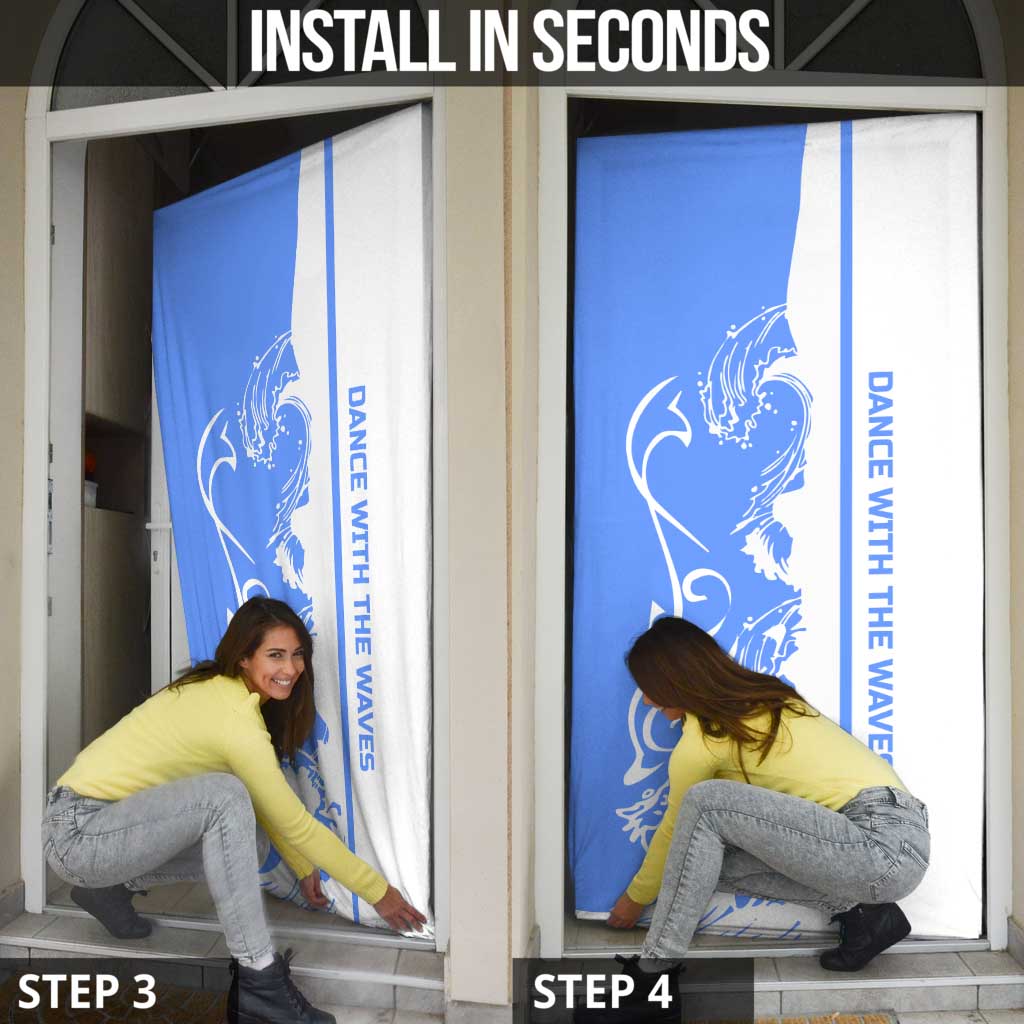 Nicaragua North Caribbean Coast Door Cover with Ocean Wave Pattern and Dance with the Waves - Wonder Print Shop