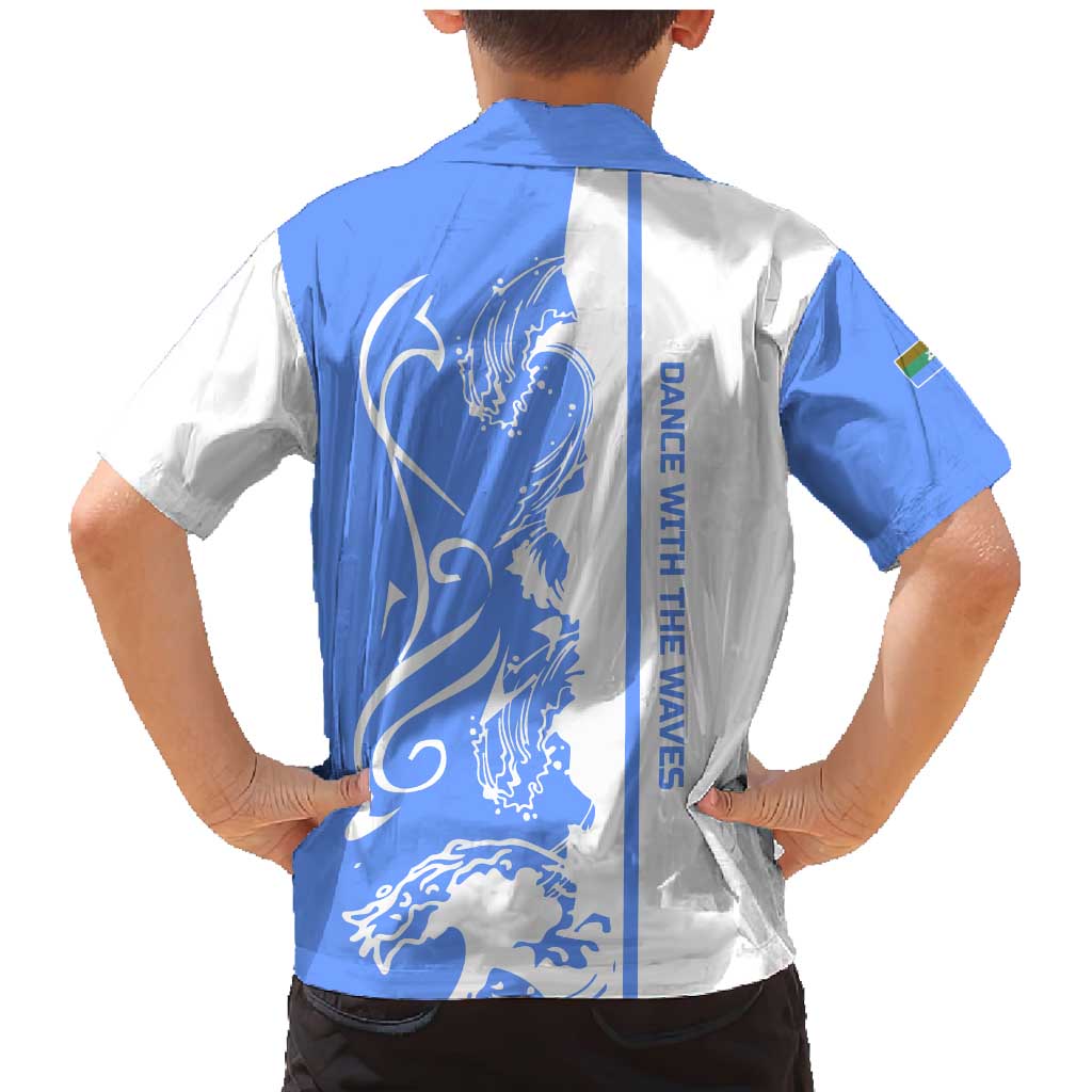 Nicaragua North Caribbean Coast Family Matching Mermaid Dress and Hawaiian Shirt with Ocean Wave Pattern and Dance with the Waves - Wonder Print Shop