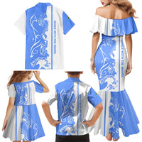 Nicaragua North Caribbean Coast Family Matching Mermaid Dress and Hawaiian Shirt with Ocean Wave Pattern and Dance with the Waves - Wonder Print Shop