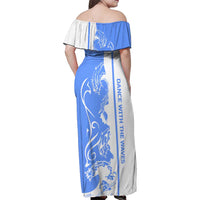 Nicaragua North Caribbean Coast Family Matching Off Shoulder Maxi Dress and Hawaiian Shirt with Ocean Wave Pattern and Dance with the Waves - Wonder Print Shop