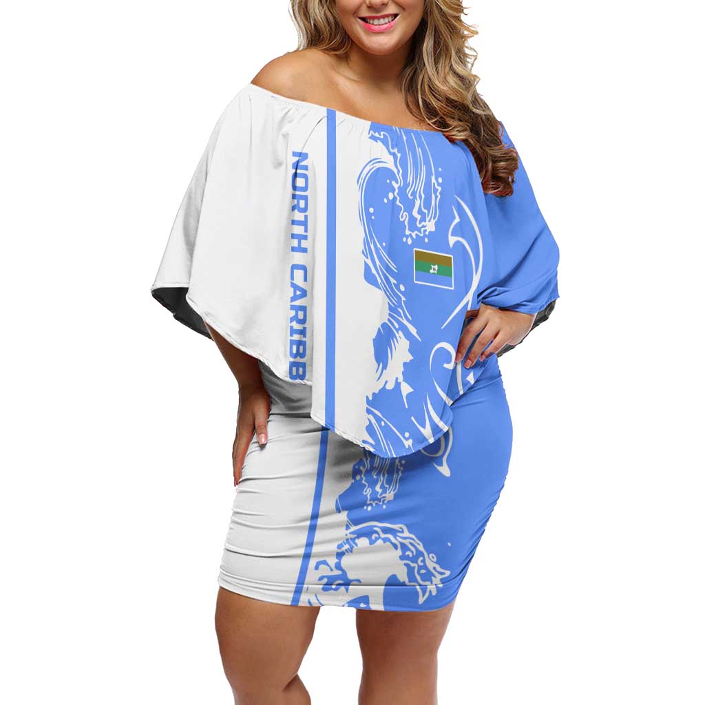 Nicaragua North Caribbean Coast Family Matching Off Shoulder Short Dress and Hawaiian Shirt with Ocean Wave Pattern and Dance with the Waves - Wonder Print Shop