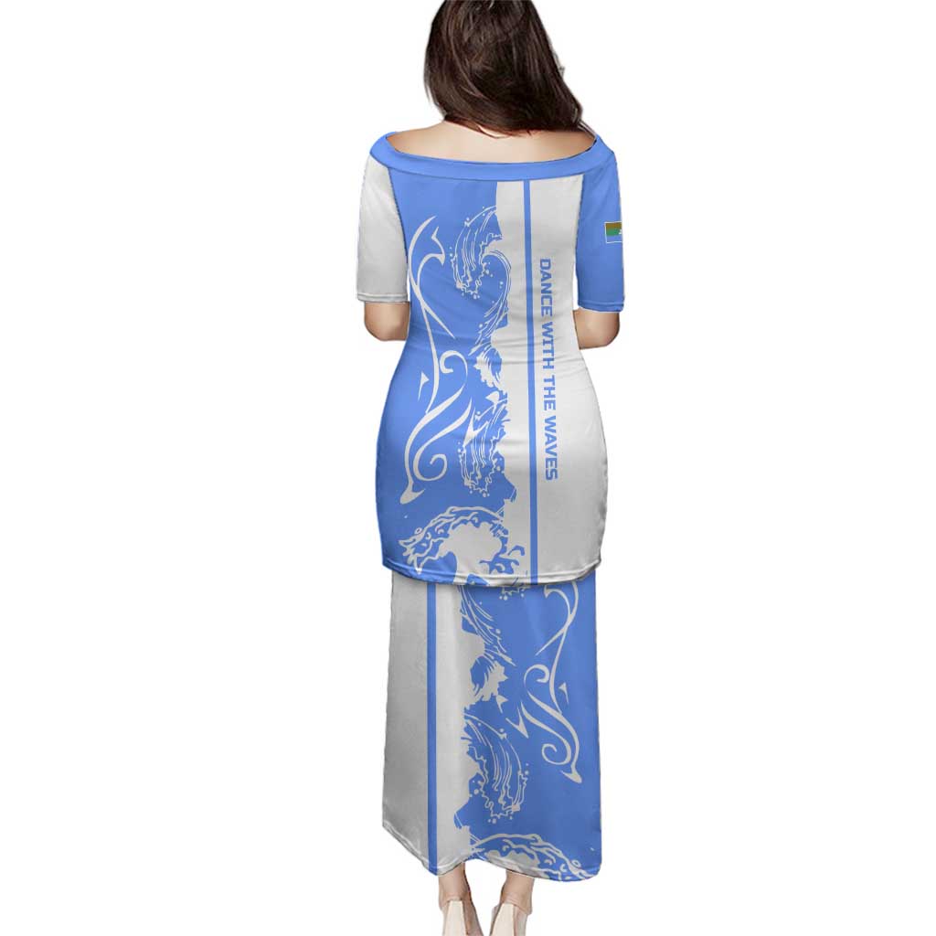 Nicaragua North Caribbean Coast Family Matching Puletasi and Hawaiian Shirt with Ocean Wave Pattern and Dance with the Waves - Wonder Print Shop