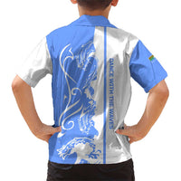 Nicaragua North Caribbean Coast Family Matching Short Sleeve Bodycon Dress and Hawaiian Shirt with Ocean Wave Pattern and Dance with the Waves - Wonder Print Shop