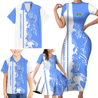 Nicaragua North Caribbean Coast Family Matching Short Sleeve Bodycon Dress and Hawaiian Shirt with Ocean Wave Pattern and Dance with the Waves - Wonder Print Shop