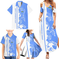 Nicaragua North Caribbean Coast Family Matching Summer Maxi Dress and Hawaiian Shirt with Ocean Wave Pattern and Dance with the Waves - Wonder Print Shop