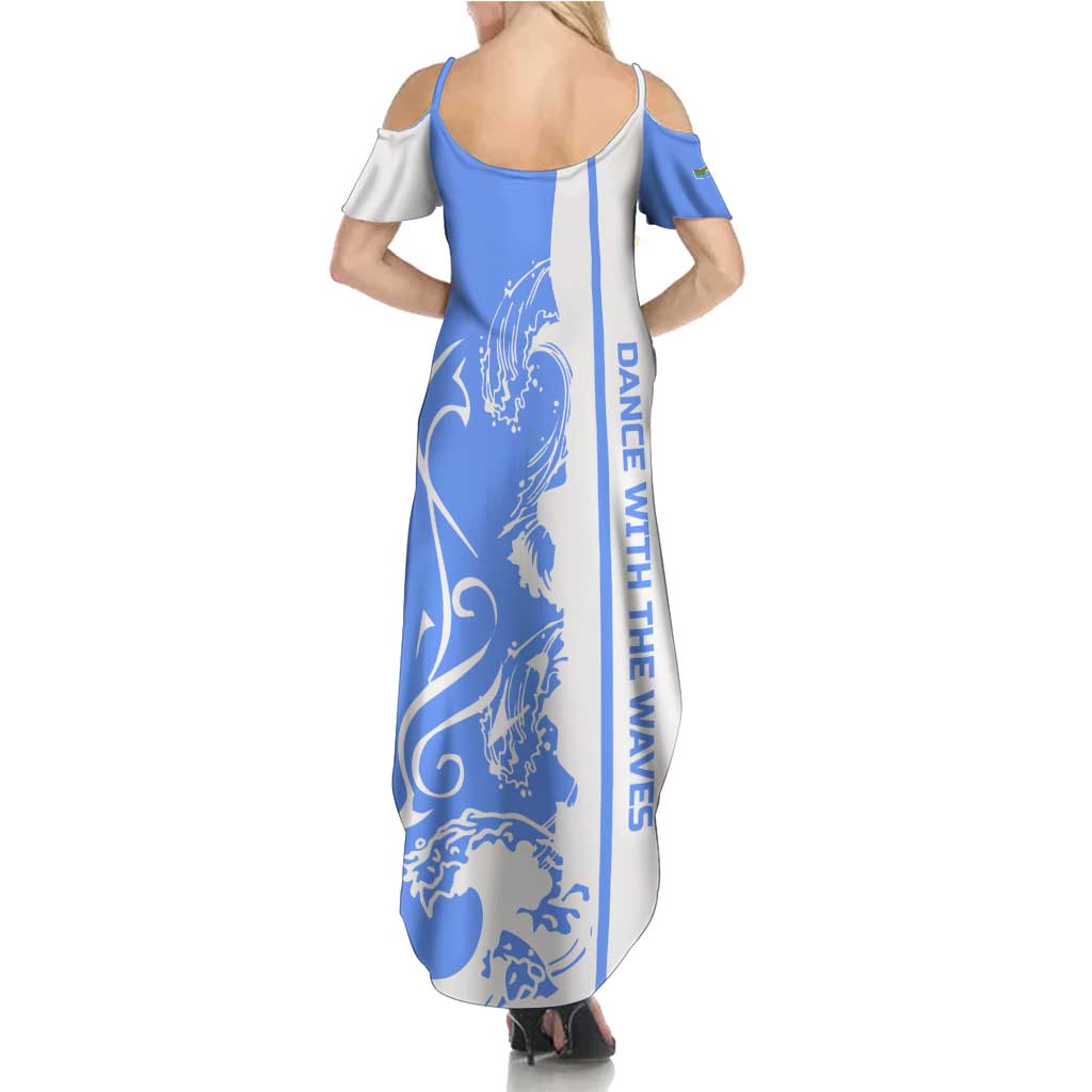 Nicaragua North Caribbean Coast Family Matching Summer Maxi Dress and Hawaiian Shirt with Ocean Wave Pattern and Dance with the Waves - Wonder Print Shop