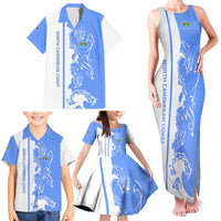 Nicaragua North Caribbean Coast Family Matching Tank Maxi Dress and Hawaiian Shirt with Ocean Wave Pattern and Dance with the Waves - Wonder Print Shop