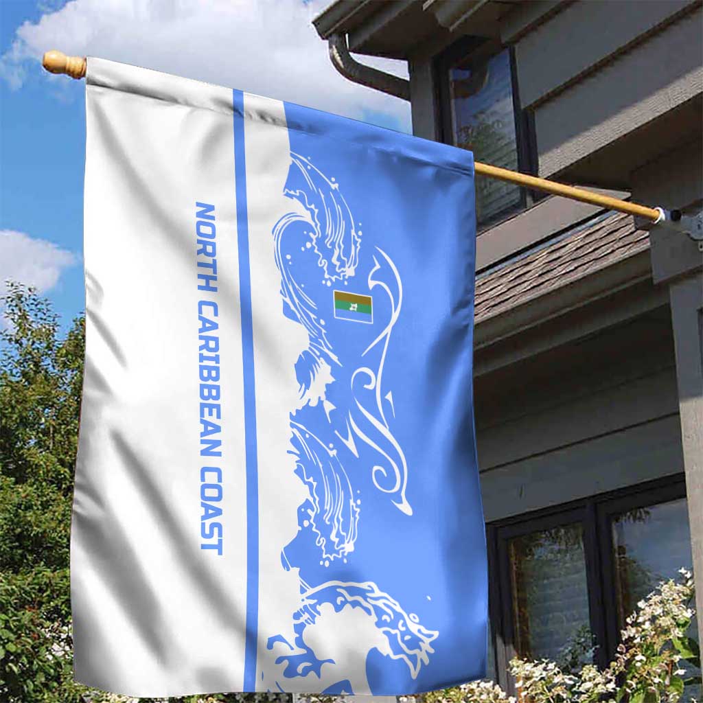 Nicaragua North Caribbean Coast Garden Flag with Ocean Wave Pattern and Dance with the Waves - Wonder Print Shop