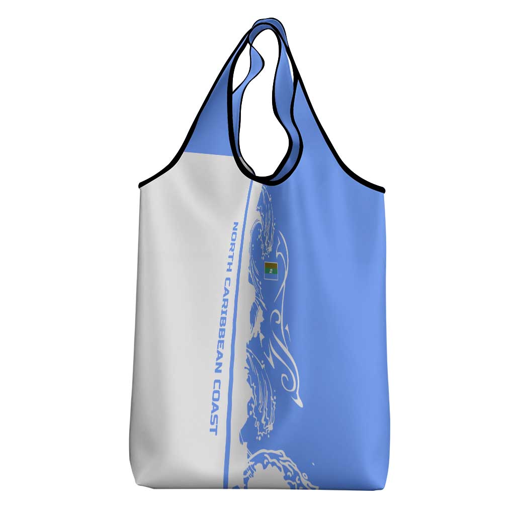 Nicaragua North Caribbean Coast Grocery Bag with Ocean Wave Pattern and Dance with the Waves - Wonder Print Shop