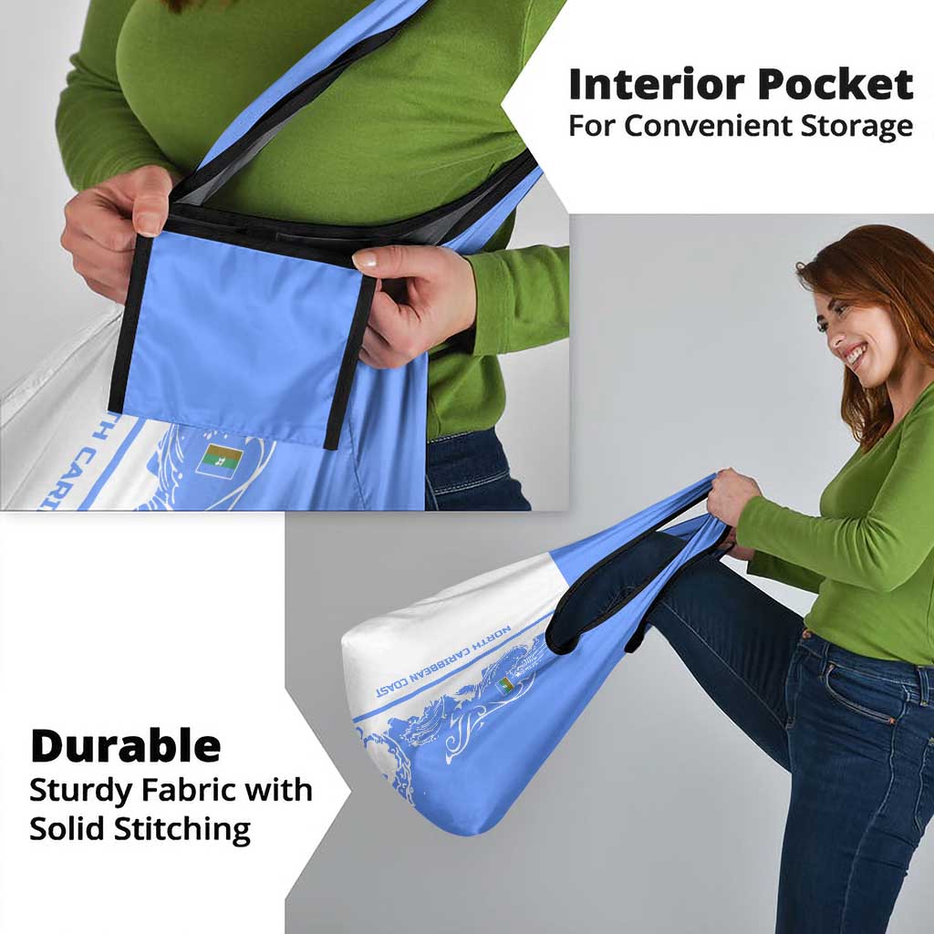 Nicaragua North Caribbean Coast Grocery Bag with Ocean Wave Pattern and Dance with the Waves - Wonder Print Shop