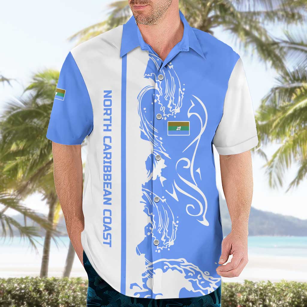 Nicaragua North Caribbean Coast Hawaiian Shirt with Ocean Wave Pattern and Dance with the Waves - Wonder Print Shop