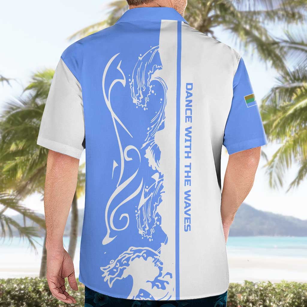 Nicaragua North Caribbean Coast Hawaiian Shirt with Ocean Wave Pattern and Dance with the Waves - Wonder Print Shop