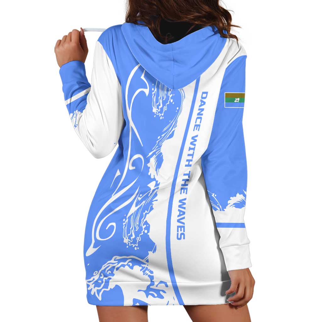 Nicaragua North Caribbean Coast Hoodie Dress with Ocean Wave Pattern and Dance with the Waves - Wonder Print Shop