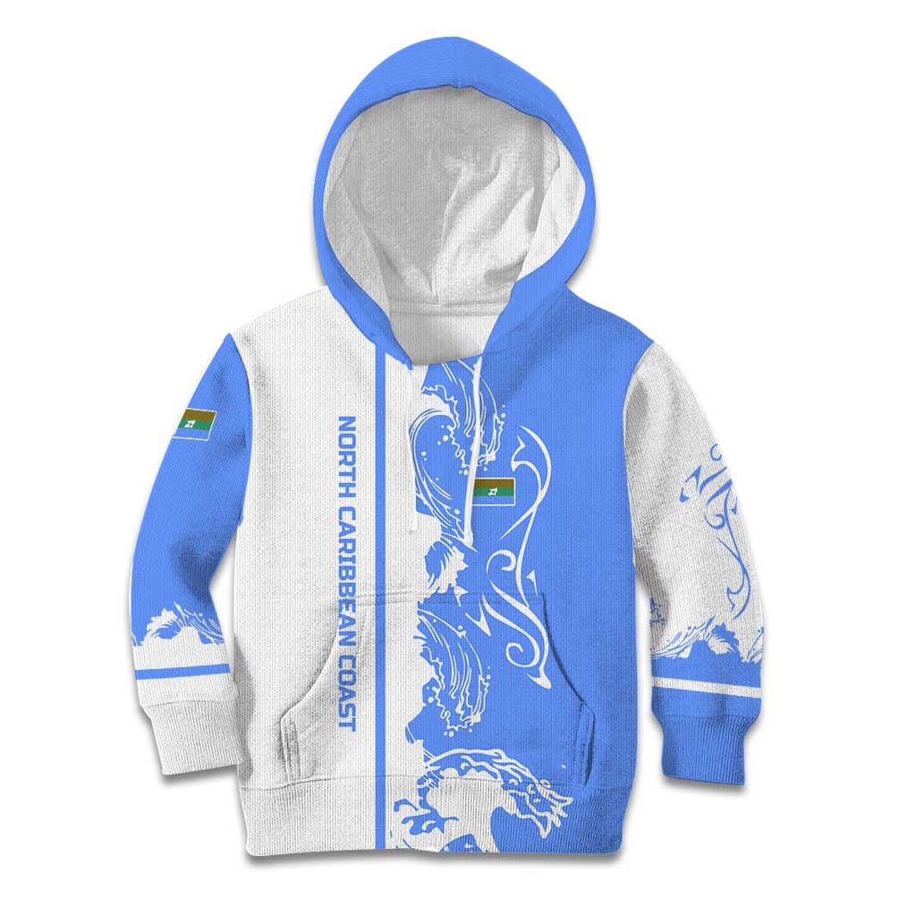 Nicaragua North Caribbean Coast Kid Hoodie with Ocean Wave Pattern and Dance with the Waves - Wonder Print Shop