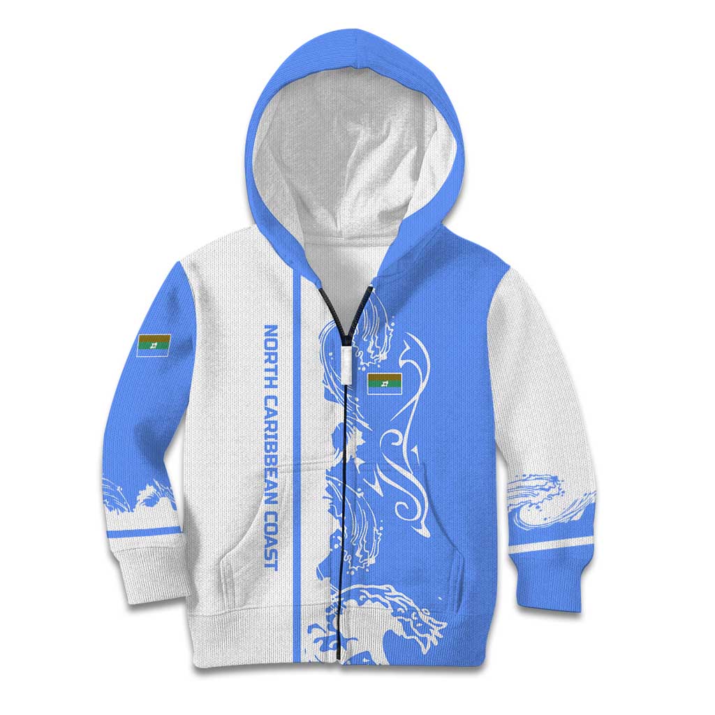 Nicaragua North Caribbean Coast Kid Hoodie with Ocean Wave Pattern and Dance with the Waves - Wonder Print Shop