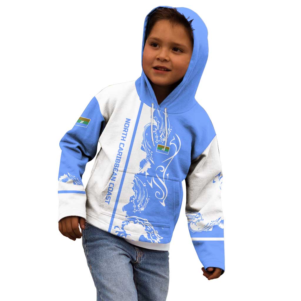 Nicaragua North Caribbean Coast Kid Hoodie with Ocean Wave Pattern and Dance with the Waves - Wonder Print Shop