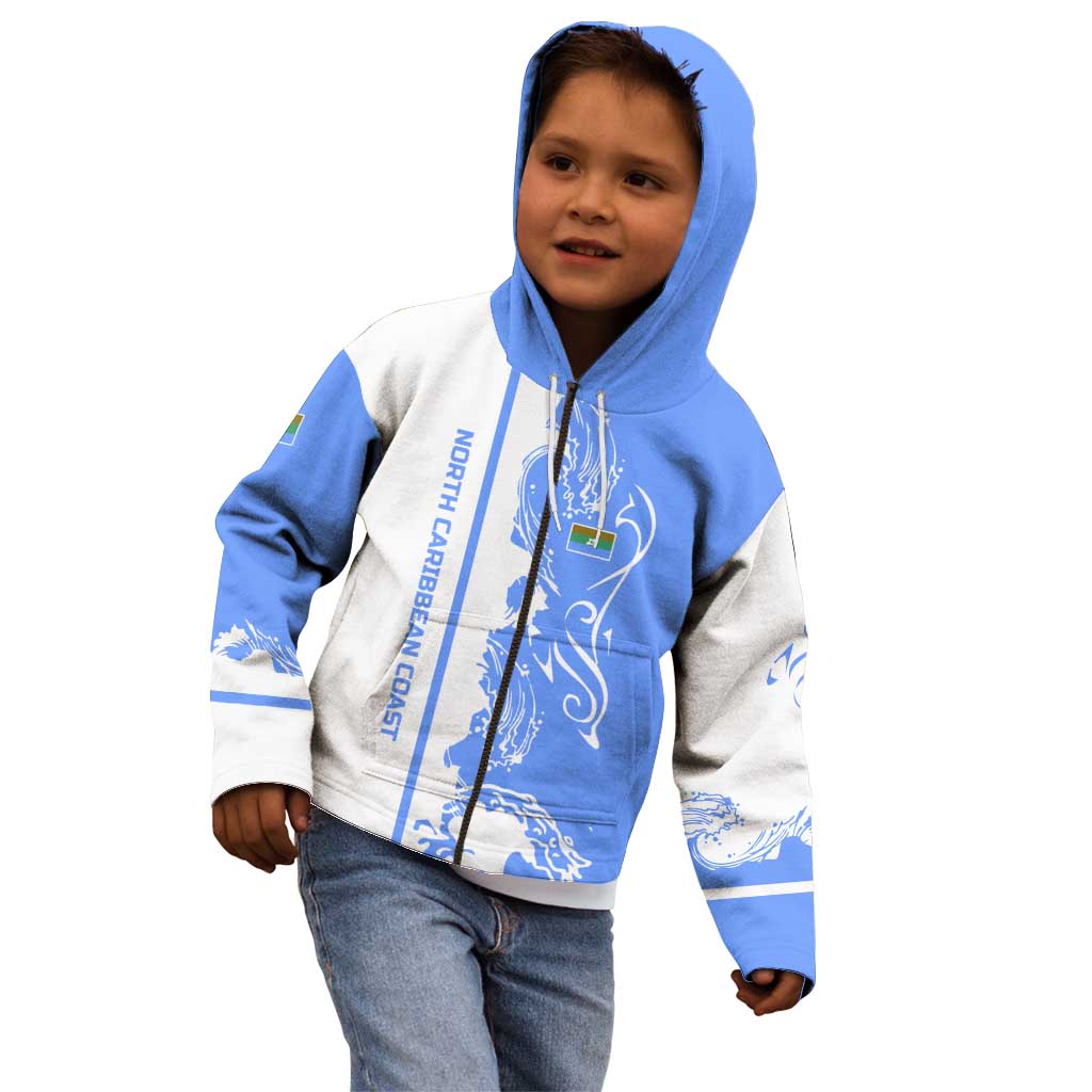 Nicaragua North Caribbean Coast Kid Hoodie with Ocean Wave Pattern and Dance with the Waves - Wonder Print Shop
