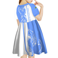 Nicaragua North Caribbean Coast Kid Short Sleeve Dress with Ocean Wave Pattern and Dance with the Waves - Wonder Print Shop