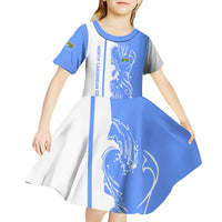 Nicaragua North Caribbean Coast Kid Short Sleeve Dress with Ocean Wave Pattern and Dance with the Waves - Wonder Print Shop