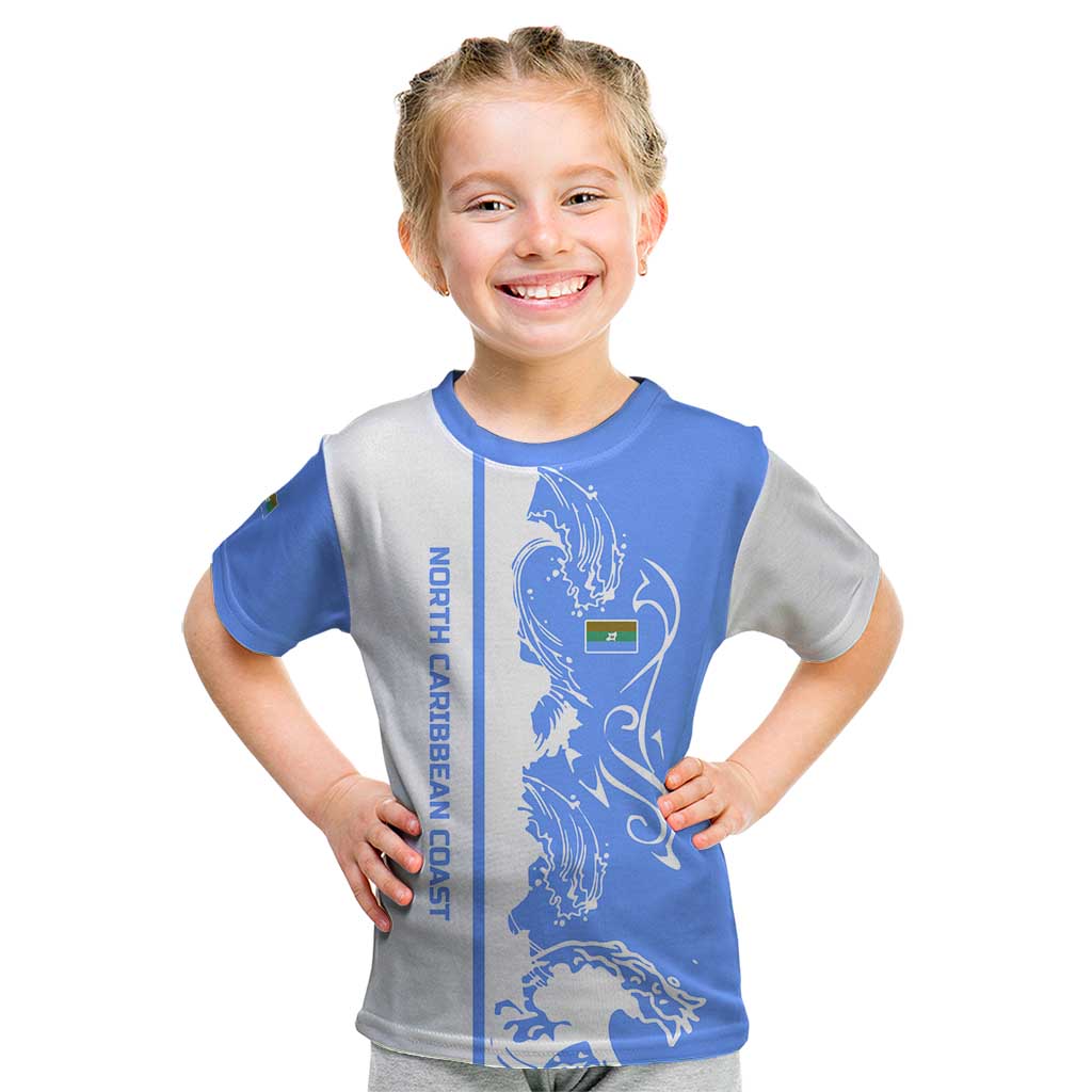 Nicaragua North Caribbean Coast Kid T Shirt with Ocean Wave Pattern and Dance with the Waves - Wonder Print Shop