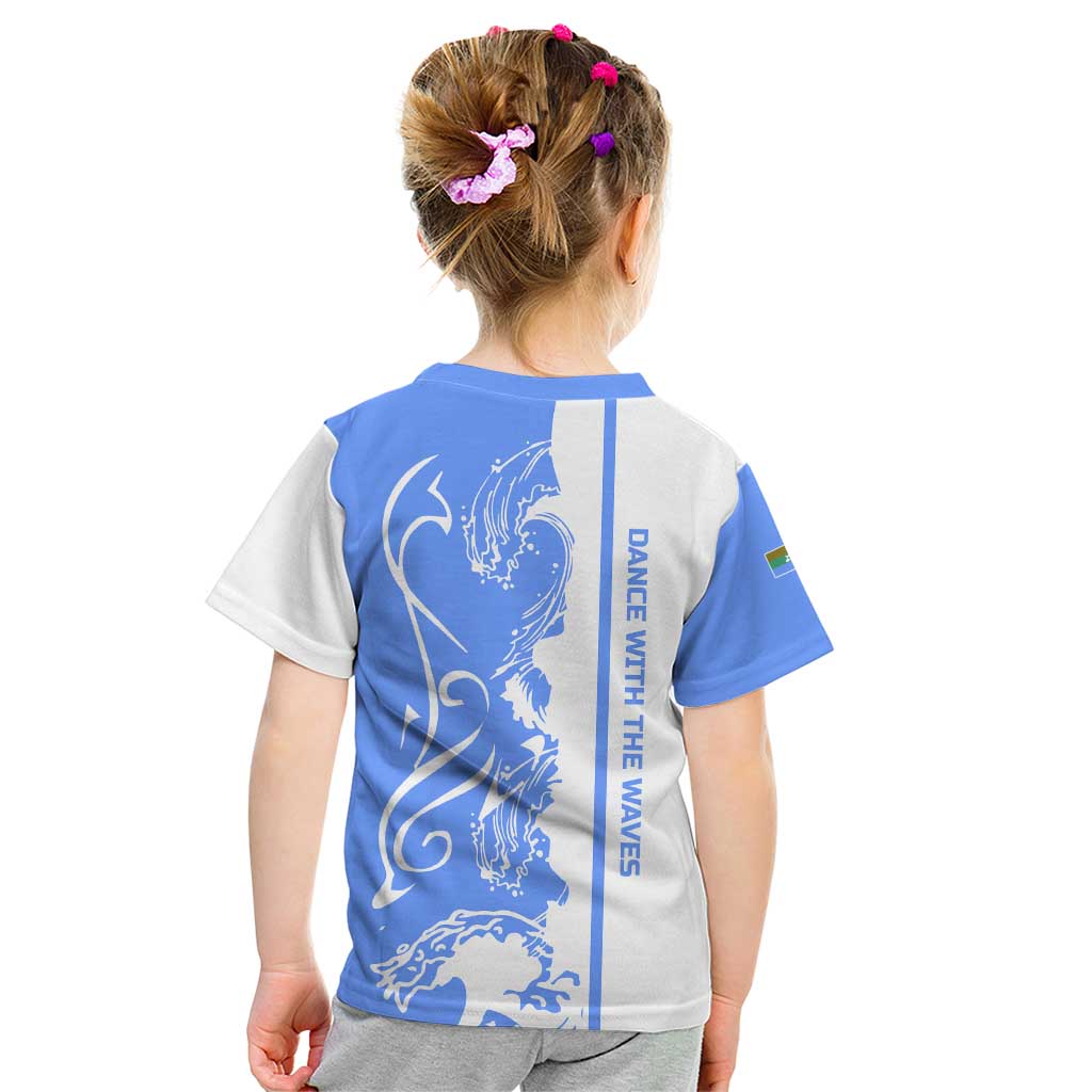 Nicaragua North Caribbean Coast Kid T Shirt with Ocean Wave Pattern and Dance with the Waves - Wonder Print Shop