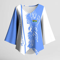 Nicaragua North Caribbean Coast Kimono Sleeve Blouse with Ocean Wave Pattern and Dance with the Waves - Wonder Print Shop