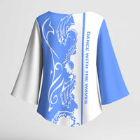 Nicaragua North Caribbean Coast Kimono Sleeve Blouse with Ocean Wave Pattern and Dance with the Waves - Wonder Print Shop