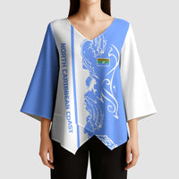Nicaragua North Caribbean Coast Kimono Sleeve Blouse with Ocean Wave Pattern and Dance with the Waves - Wonder Print Shop