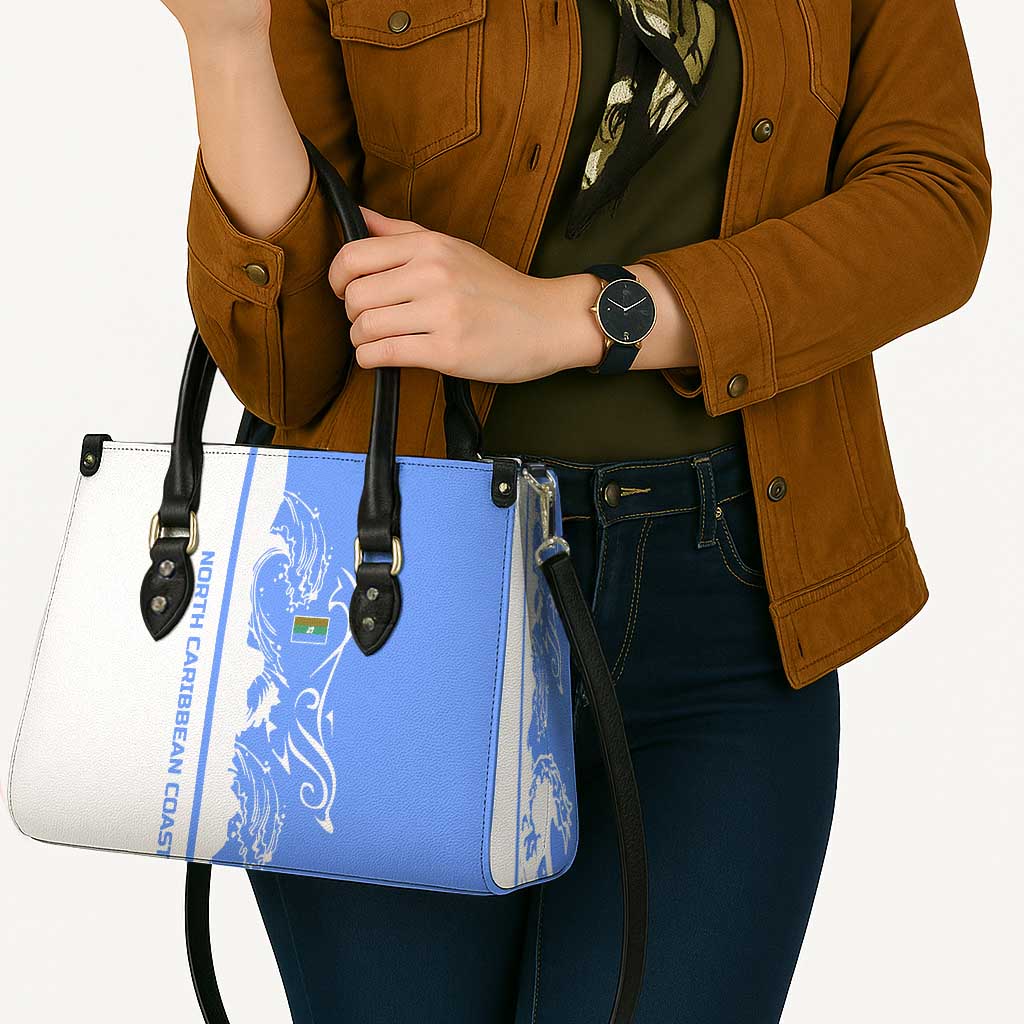 Nicaragua North Caribbean Coast Leather Bag with Ocean Wave Pattern and Dance with the Waves - Wonder Print Shop