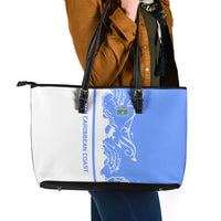 Nicaragua North Caribbean Coast Leather Tote Bag with Ocean Wave Pattern and Dance with the Waves - Wonder Print Shop