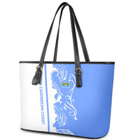Nicaragua North Caribbean Coast Leather Tote Bag with Ocean Wave Pattern and Dance with the Waves - Wonder Print Shop