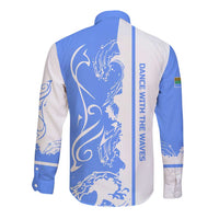 Nicaragua North Caribbean Coast Long Sleeve Button Shirt with Ocean Wave Pattern and Dance with the Waves - Wonder Print Shop