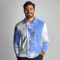 Nicaragua North Caribbean Coast Long Sleeve Polo Shirt with Ocean Wave Pattern and Dance with the Waves - Wonder Print Shop