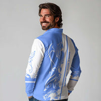 Nicaragua North Caribbean Coast Long Sleeve Polo Shirt with Ocean Wave Pattern and Dance with the Waves - Wonder Print Shop