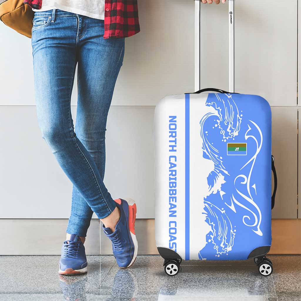 Nicaragua North Caribbean Coast Luggage Cover with Ocean Wave Pattern and Dance with the Waves - Wonder Print Shop