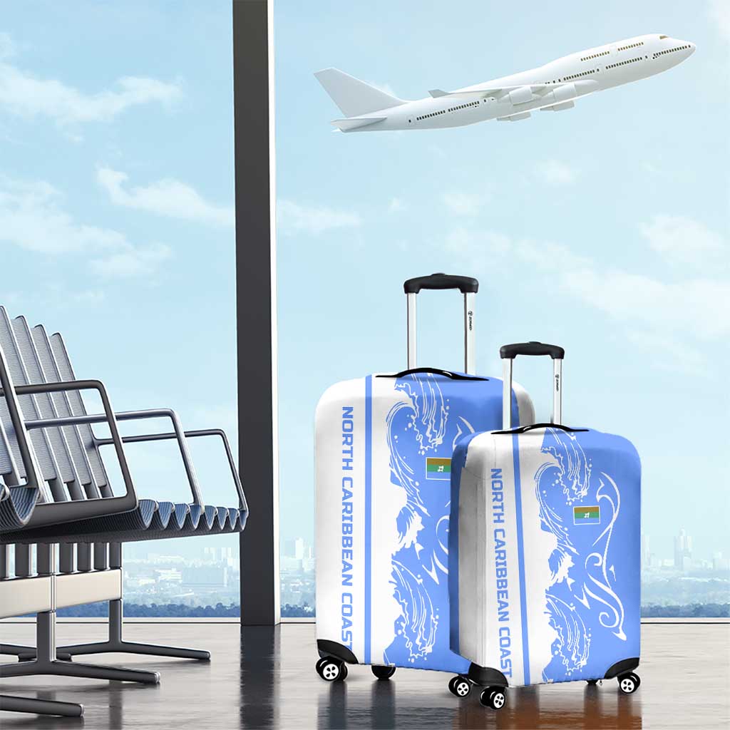Nicaragua North Caribbean Coast Luggage Cover with Ocean Wave Pattern and Dance with the Waves - Wonder Print Shop