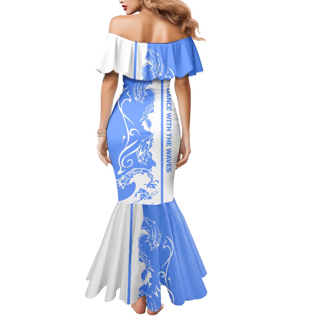 Nicaragua North Caribbean Coast Mermaid Dress with Ocean Wave Pattern and Dance with the Waves - Wonder Print Shop