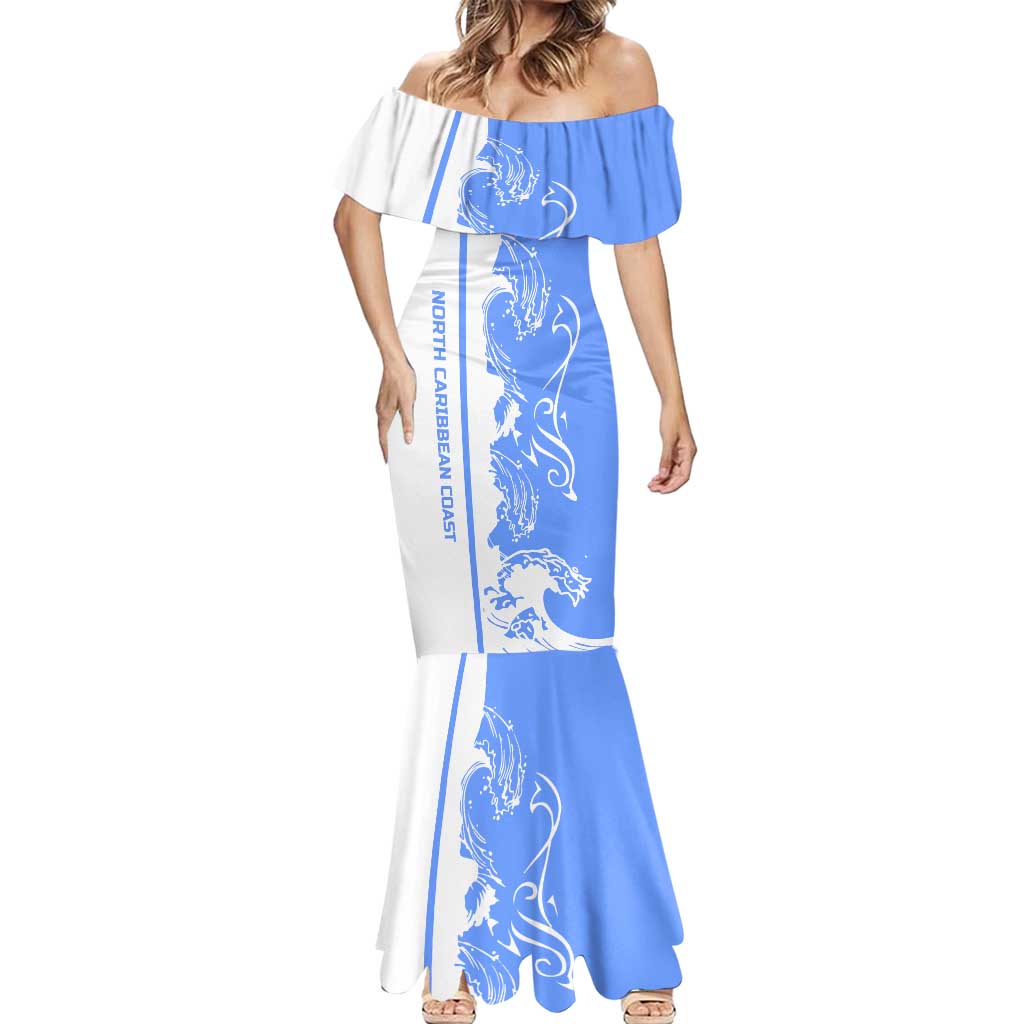 Nicaragua North Caribbean Coast Mermaid Dress with Ocean Wave Pattern and Dance with the Waves - Wonder Print Shop