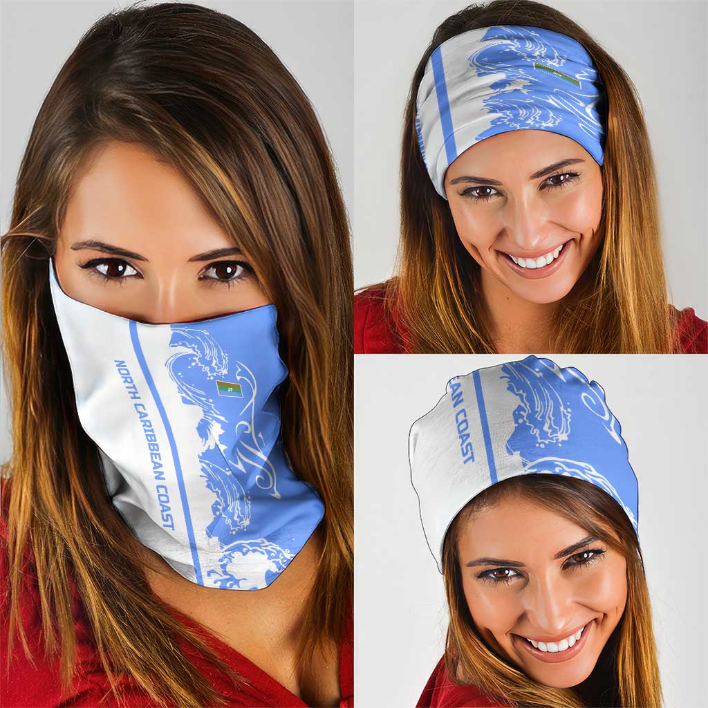 Nicaragua North Caribbean Coast Neck Gaiter with Ocean Wave Pattern and Dance with the Waves - Wonder Print Shop