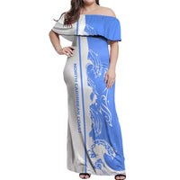 Nicaragua North Caribbean Coast Off Shoulder Maxi Dress with Ocean Wave Pattern and Dance with the Waves - Wonder Print Shop